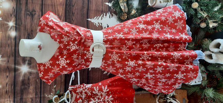 Retro Red Snowflake Swing dress