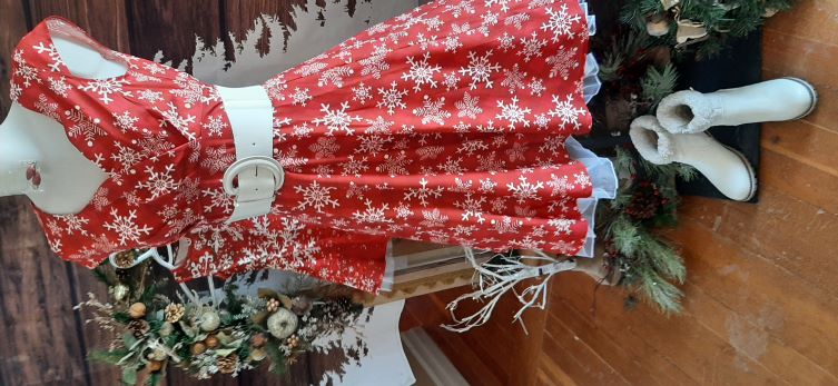 Retro Red Snowflake Swing dress