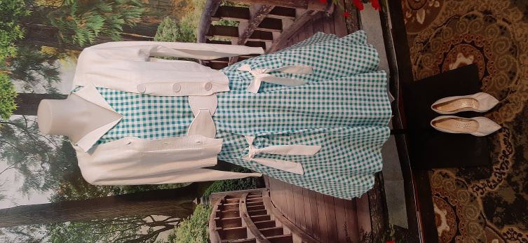 Retro Teal Gingham Swing Dress