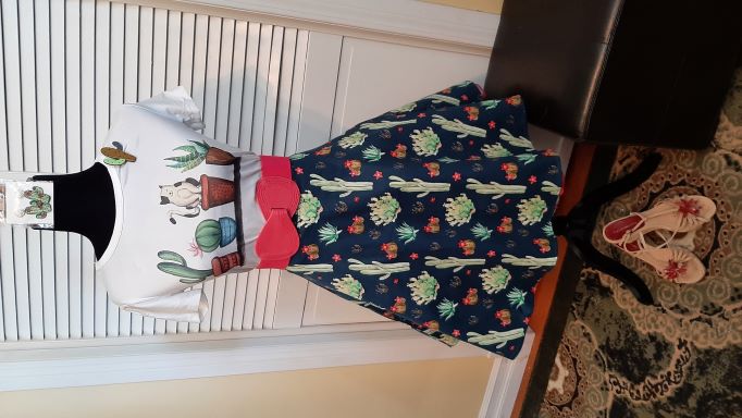 Cactus Print Swing Skirt