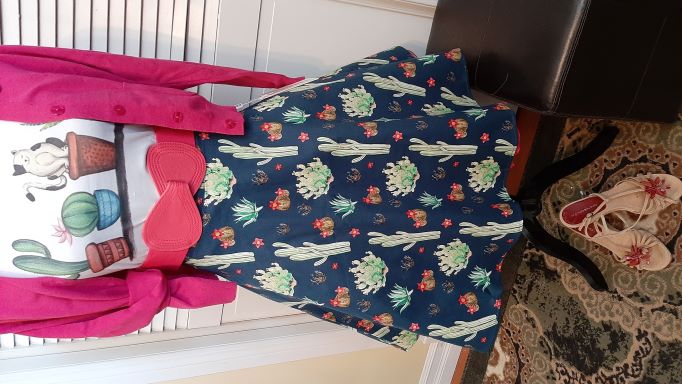 Cactus Print Swing Skirt