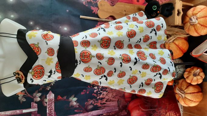 Halloween Cream Pumpkin Faces Swing Dress