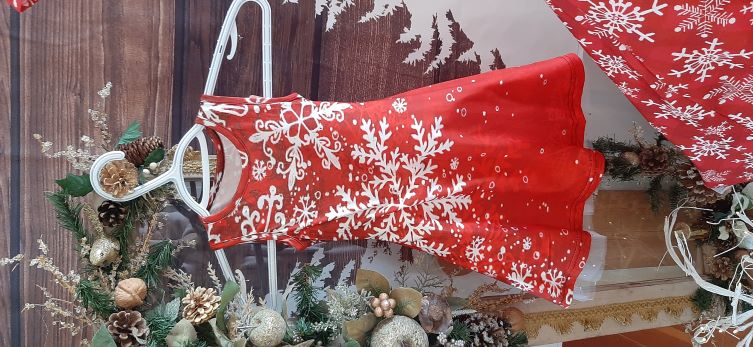 KIDS - Xmas Red Snowflake Swing Dress