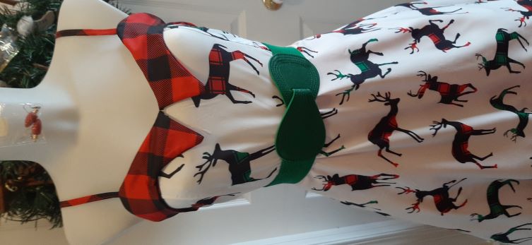 Xmas - White/Red/Green/Black Deer Swing Dress