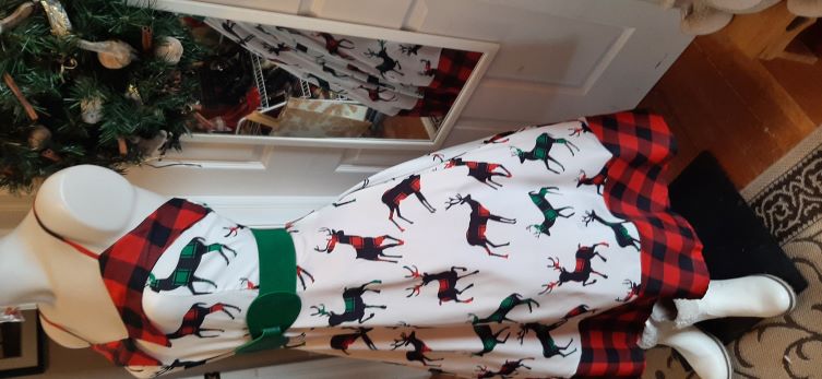 Xmas - White/Red/Green/Black Deer Swing Dress