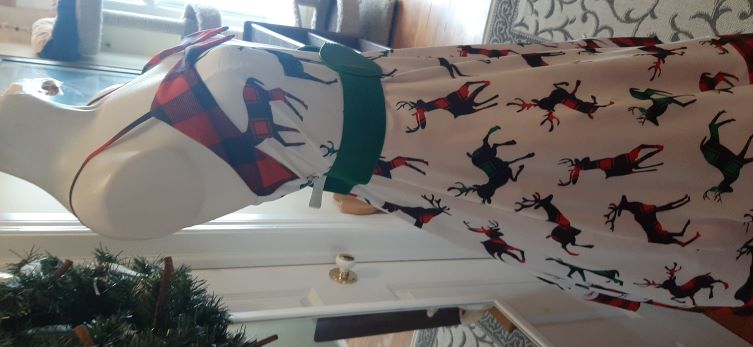 Xmas - White/Red/Green/Black Deer Swing Dress