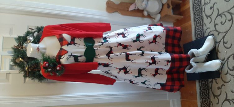 Xmas - White/Red/Green/Black Deer Swing Dress