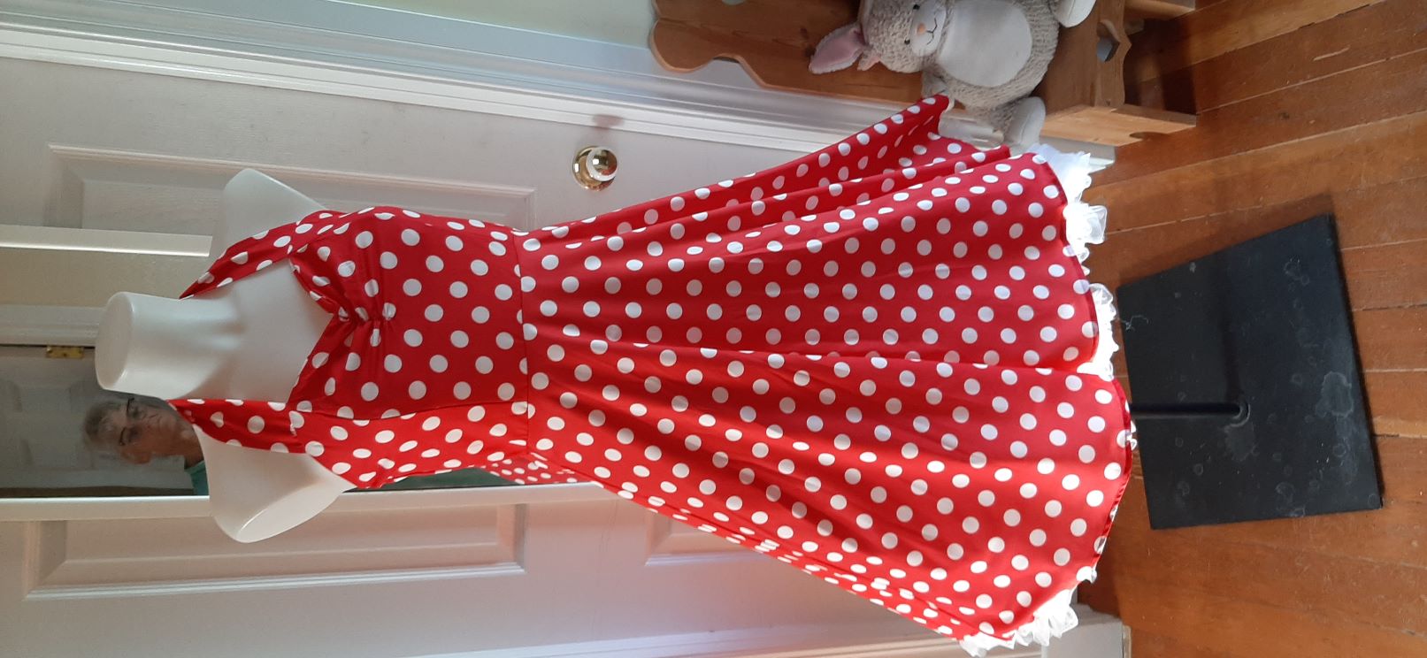 Red with White Dots Halter Swing Dress