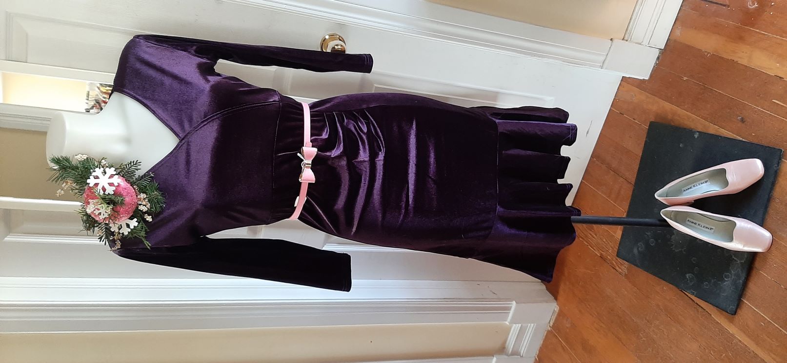 Purple Velvet Mermaid Wiggle Dress