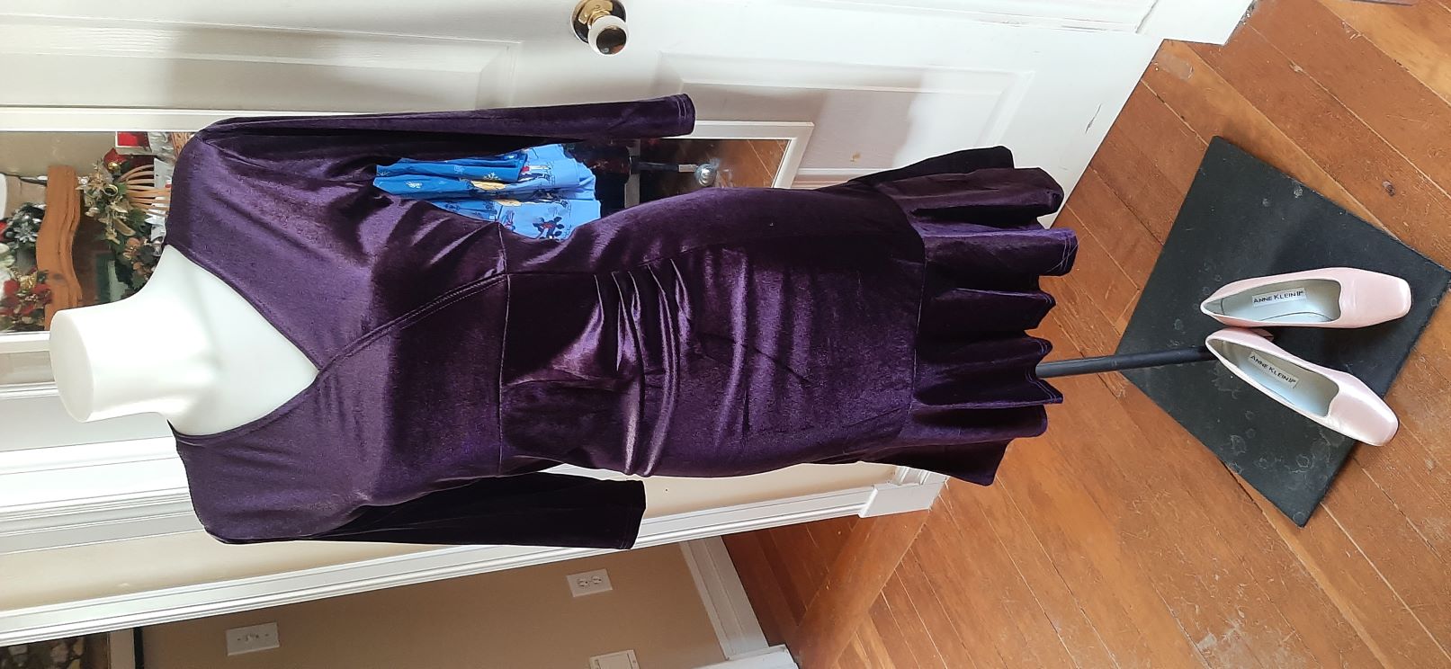 Purple Velvet Mermaid Wiggle Dress