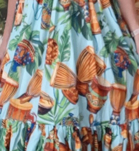 Retro Tiki Drums Maxi Dress