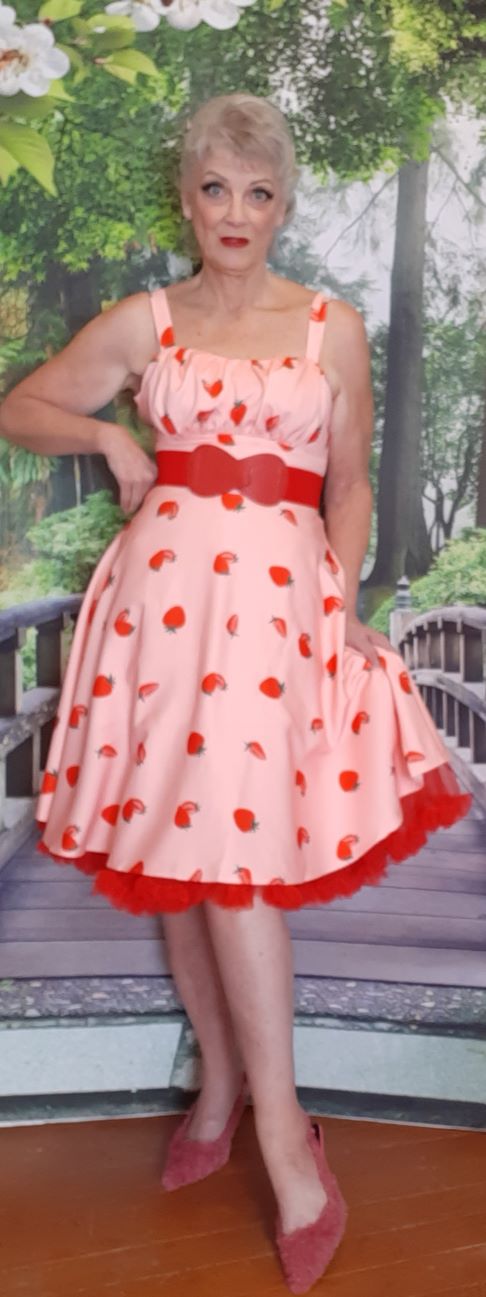 Light Pink Strawberry Swing Dress