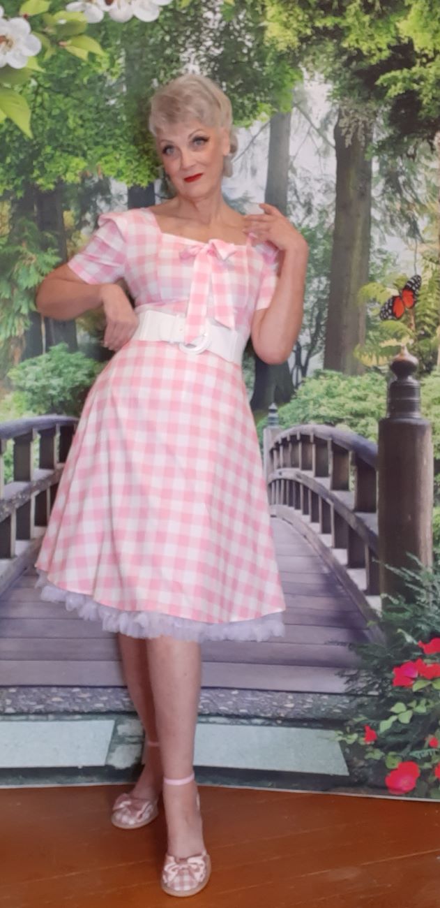 Pink & White Gingham Swing Dress