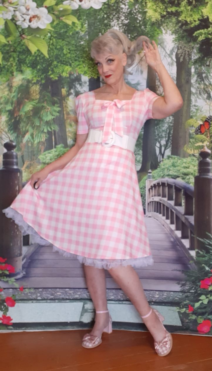 Pink & White Gingham Swing Dress