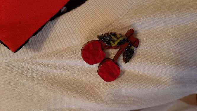 Red Cherry Acrylic Brooch