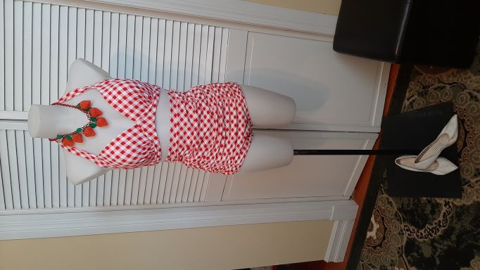 ONE OF's - Retro Red Gingham High Waisted 2 Piece Swimsuit