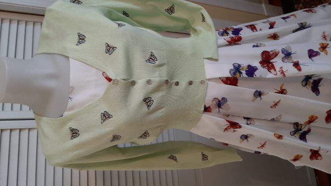 Mint Green Button Up Cardigan with Butterfly print