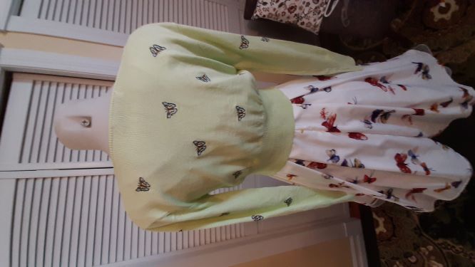 Mint Green Button Up Cardigan with Butterfly print