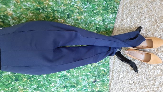 High Waisted Navy Blue Cigarette Pants