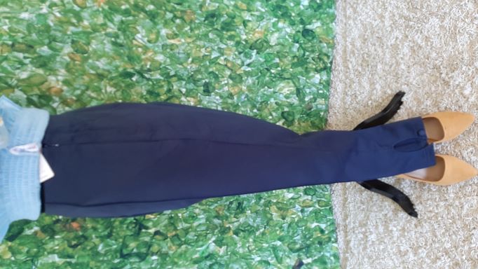 High Waisted Navy Blue Cigarette Pants