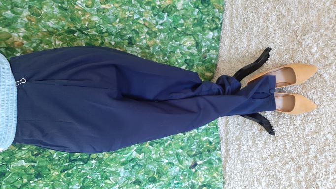 High Waisted Navy Blue Cigarette Pants