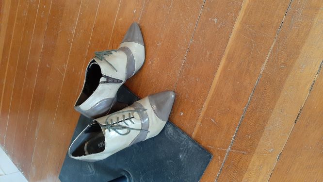 Green/Taupe Heeled Booties