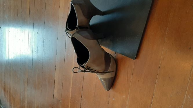 Green/Taupe Heeled Booties