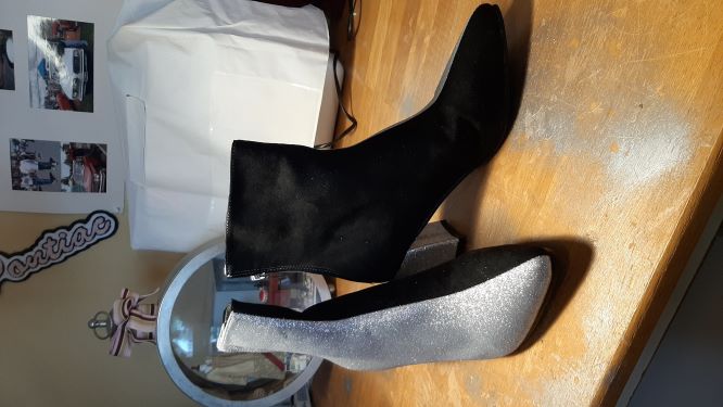 ONE OF's - Black & Silver Sparkle Ankle Boots