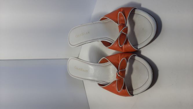 "Cole Haan" Orange Slip On Wedge Heeled Sandals