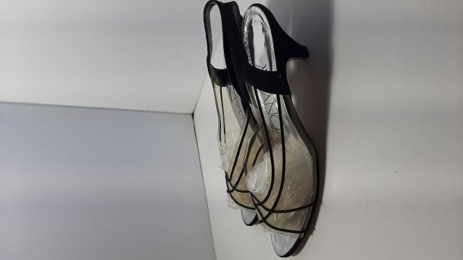 Vintage Clear Plastic and Black Sling Back Low Heeled Shoes