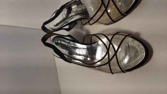 Vintage Clear Plastic and Black Sling Back Low Heeled Shoes