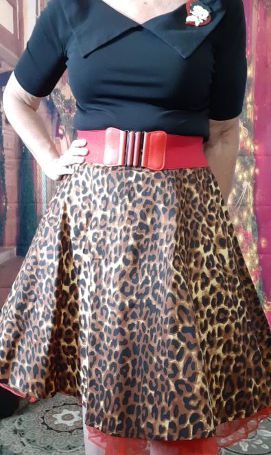 Retro Leopard Print Swing Skirt