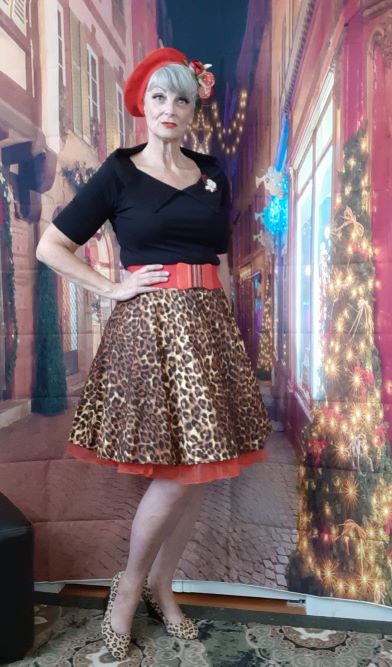 Retro Leopard Print Swing Skirt