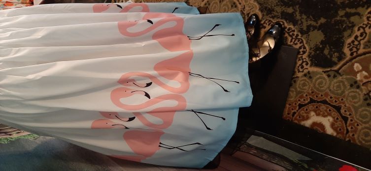 White, Blue, Pink Swing Flamingo Skirt