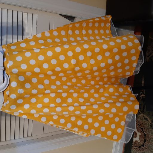 Retro Yellow Swing Skirt with White Dots