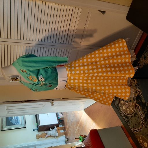 Retro Yellow Swing Skirt with White Dots