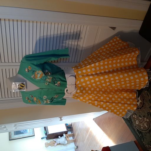 Retro Yellow Swing Skirt with White Dots