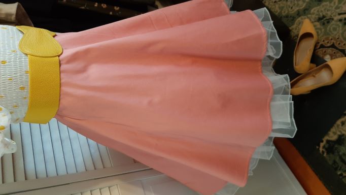 Retro Light Pink Solid Coloured Swing Skirt