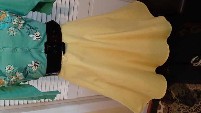 Retro Yellow Solid Coloured Swing Skirt