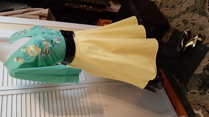 Retro Yellow Solid Coloured Swing Skirt