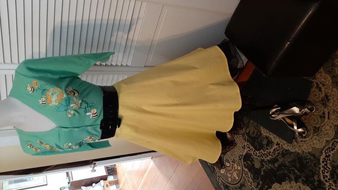 Retro Yellow Solid Coloured Swing Skirt