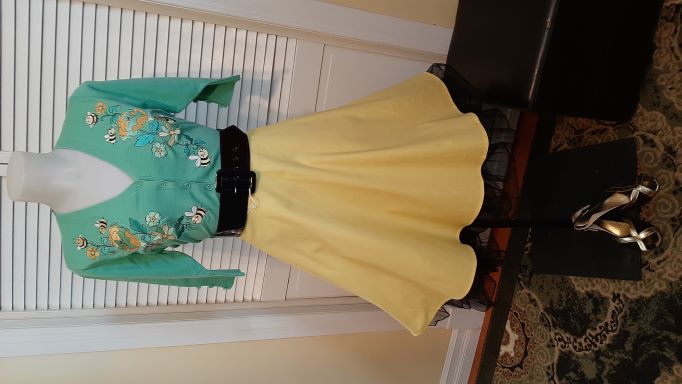 Retro Yellow Solid Coloured Swing Skirt