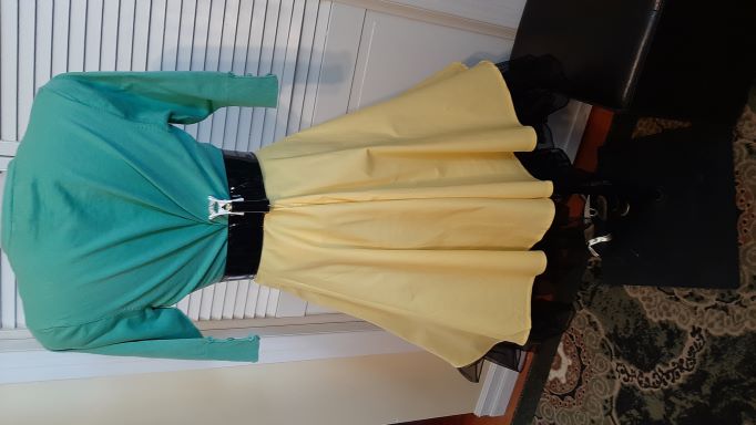 Retro Yellow Solid Coloured Swing Skirt