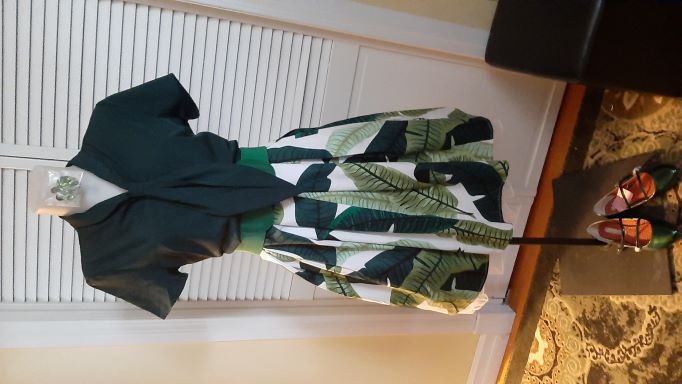 Retro Green Palm Leaf Swing Skirt