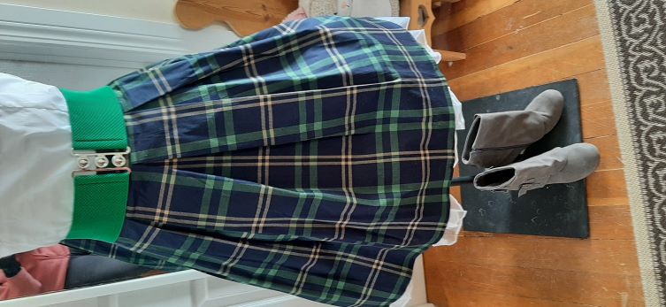 Green and Navy Plaid Swing Skirt