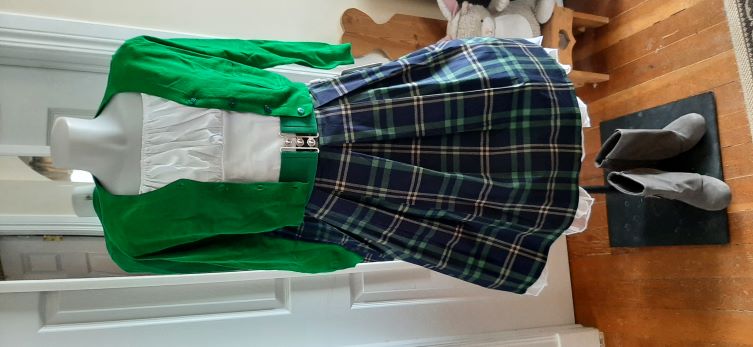 Green and Navy Plaid Swing Skirt