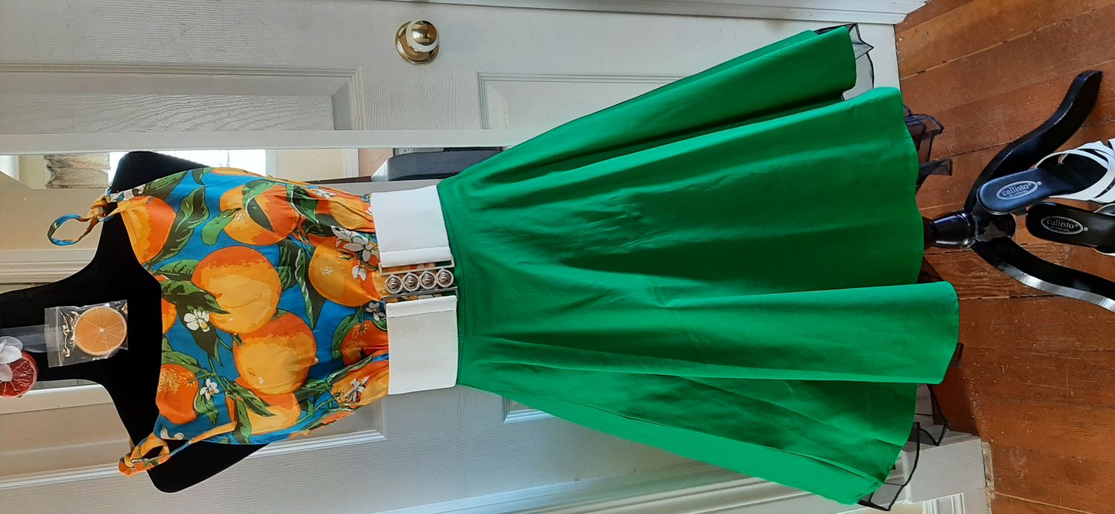 Retro Emerald Green Solid Cotton Swing Skirt