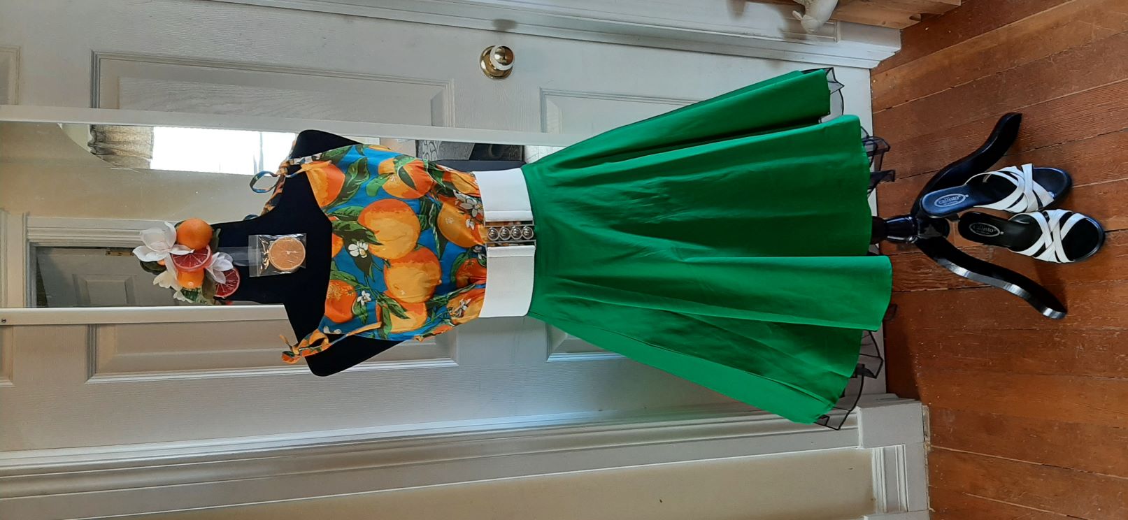 Retro Emerald Green Solid Cotton Swing Skirt