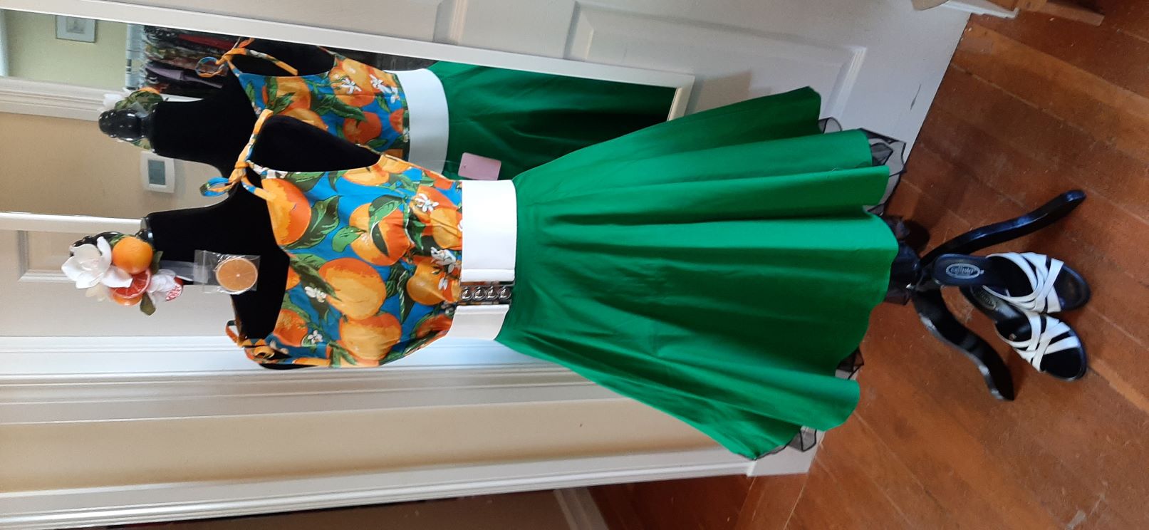 Retro Emerald Green Solid Cotton Swing Skirt