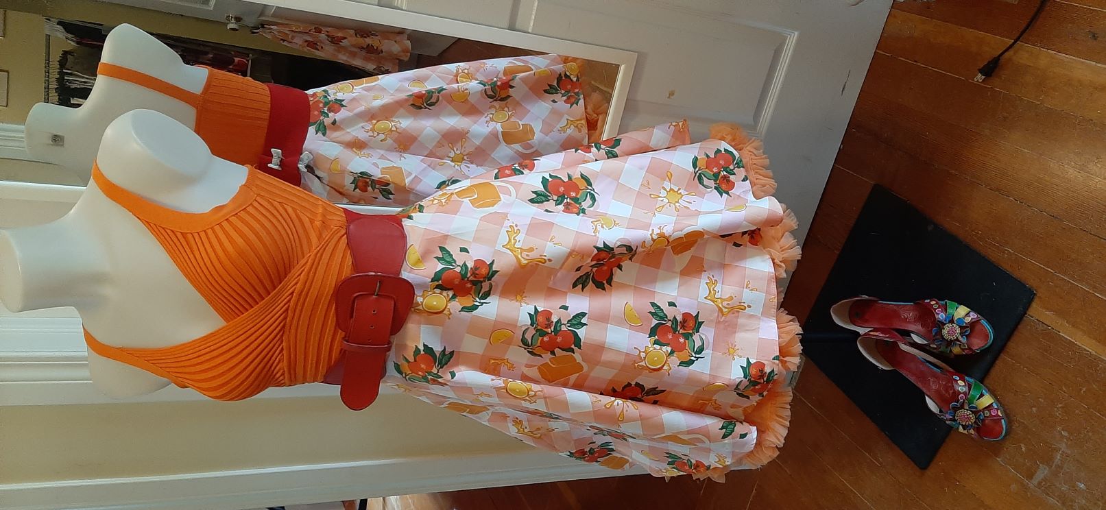 Orange Citrus Swing Skirt